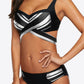 Striped Crisscross Tie-Back Bikini Set