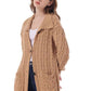 Cable-Knit Collared Neck Cardigan with Pockets