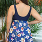 Plus Size Floral Ruched Sleeveless Swim Top