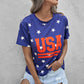 USA Star Print Round Neck T-Shirt