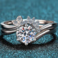 Moissanite Rhodium-Plated Two-Piece Ring Set