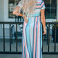 Striped Print High Waist Maxi Dress