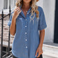 Button Front Collared Short Sleeve Shirt