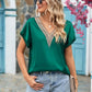 V-Neck Cuffed Blouse