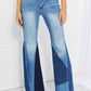 Vibrant Sienna Full Size Color Block Flare Jeans