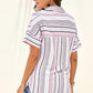 Striped Collared Neck Button-down Pocketed Top