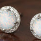925 Sterling Silver Platinum-Plated Opal Round Stud Earrings