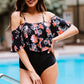Two-Tone Off-Shoulder One-Piece Swimsuit