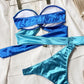 Two-Tone Ring Detail Tied Bikini Set