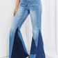 Vibrant Sienna Full Size Color Block Flare Jeans