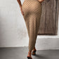 Textured High-Waist Midi Skirt