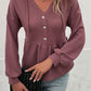 Waffle-Knit Buttoned Drop Shoulder Hoodie