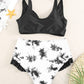 Two-Tone Crisscross Frill Trim Two-Piece Swimsuit