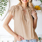 Tie-Neck Flutter Sleeve Blouse