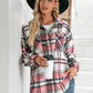 Meet You Outside Plaid Button Down Curved Hem Shacket