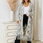 Multicolored Open Front Fringe Hem Cardigan