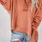 Quarter-Button Exposed Seam Dropped Shoulder Hoodie