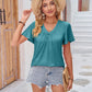 Ruched V-Neck Short Sleeve Tee