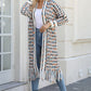 Multicolored Open Front Fringe Hem Cardigan