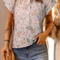 Floral Half-Button Flutter Sleeve Blouse