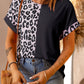 Leopard Two-Tone Round Neck Tee