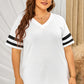 Plus Size Striped V-Neck Tee Shirt