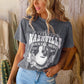 NASHVILLE COUNTRY MUSIC Graphic Round Neck Tee Shirt