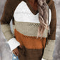 Full Size Color Block Knitted Hoodie