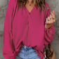 Notched Neck Balloon Sleeve Blouse