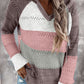 Full Size Color Block Knitted Hoodie