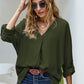 V-Neck Roll-Tab Sleeve Blouse