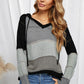 Full Size Color Block Knitted Hoodie