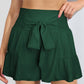 Smocked Tie-Front High-Rise Shorts