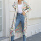 Multicolored Open Front Fringe Hem Cardigan