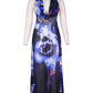 Backless Maxi Dress Women Sexy Purple Print Halter Bodycon Dress Summer Beach Outfits