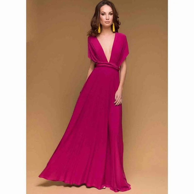 Multiway Wrap Convertible Boho Maxi Club Red Dress Bandage Long Dress Party Bridesmaids