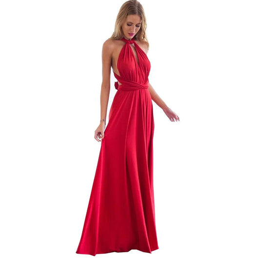 Multiway Wrap Convertible Boho Maxi Club Red Dress Bandage Long Dress Party Bridesmaids