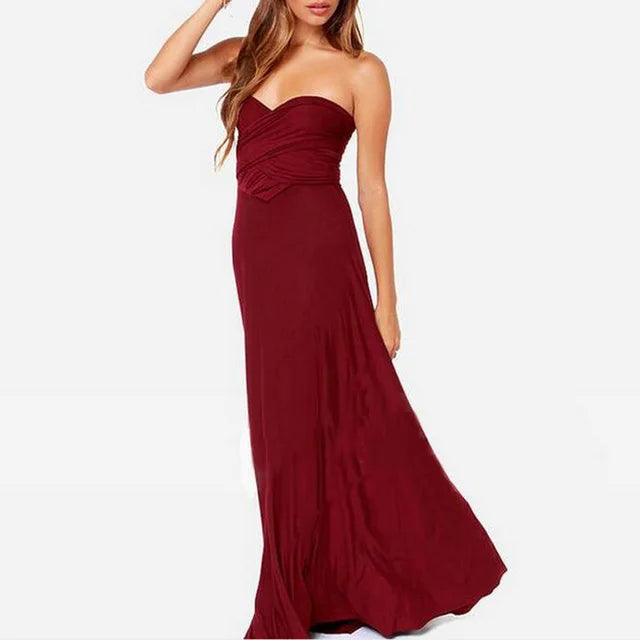 Multiway Wrap Convertible Boho Maxi Club Red Dress Bandage Long Dress Party Bridesmaids