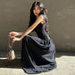 Women Summer Party Long Dress Sexy Ruched Bodycon Black Maxi Dresses