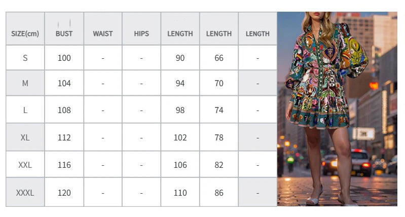 Vintage Lantern Sleeve Short Dress Women Autumn Spring Buttons Print Sash Ruffles Party Evening Dresses