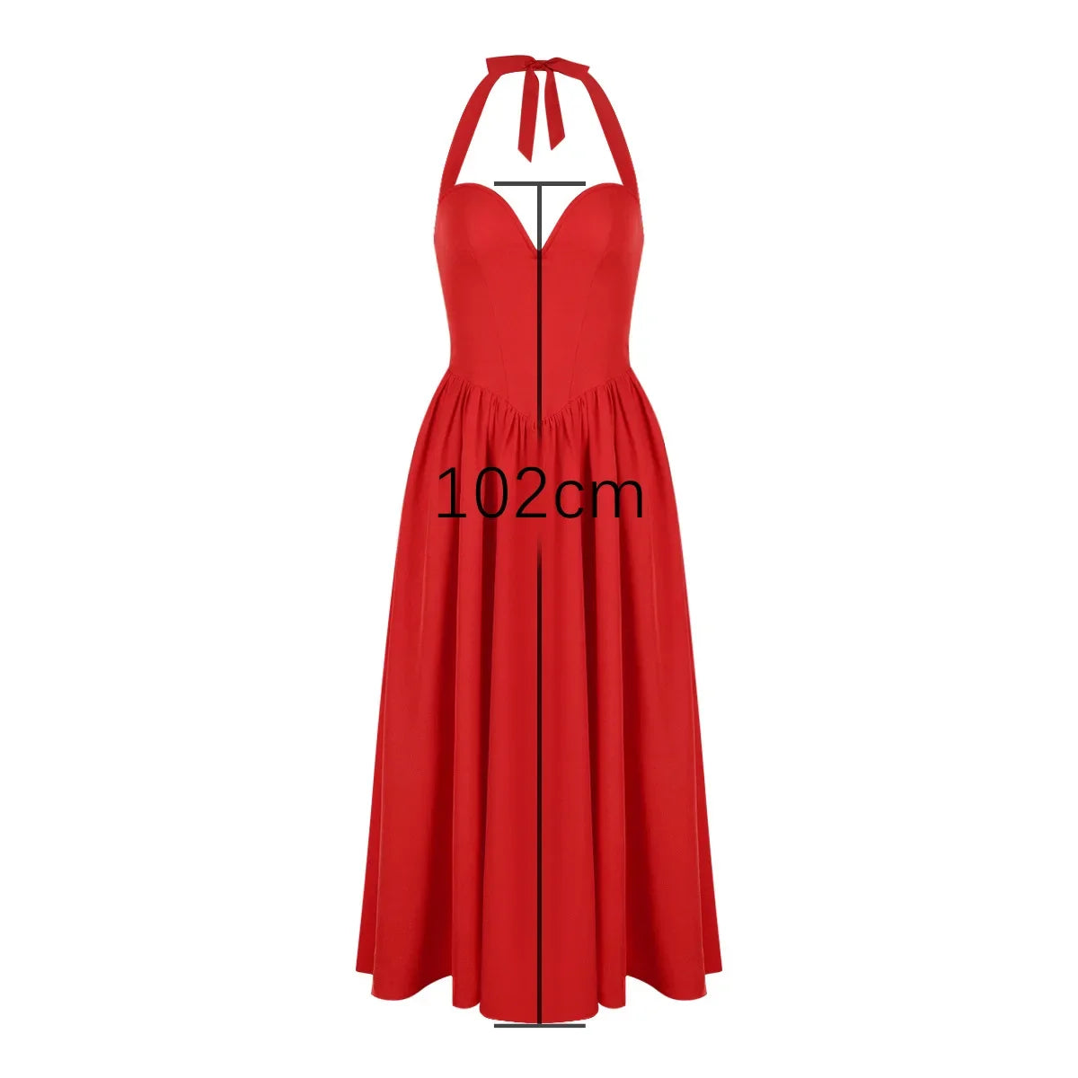 Summer Fit and Flare Halter Dress, Red Elegant Party Dresses, Sexy Long Casual Dress Women's Clothing