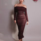 Off-shoulder Long Sleeve Sexy Maxi Dress For Women Autumn New Strapless Backless