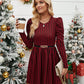 Fashionable Women's Dress With Long Sleeves, Slim Fit, Small Round Neck, Elegant Red and Black