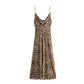 TRAF Leopard Print Long Dress Women Tulle Backless Slip Dress Woman Summer Sexy Holiday Dresses 2024 Vintage Midi Party Dresses