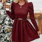 Fashionable Women's Dress With Long Sleeves, Slim Fit, Small Round Neck, Elegant Red and Black