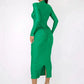 Hollow Out Long Sleeve Sexy Maxi Dress For Women Gown Autumn Winter New Metal Buckle Ruched Slit Long Dress Elegant