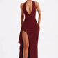 Deep V Neck Thigh High Split Maxi Dress Women Halter Sleeveless Backless Club Party Sexy Long Dress New