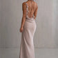 Floral Draped Backless Maxi Long Dress For Women Fashion Spaghetti Strap Sleeveless Evening Party Dress Elegant