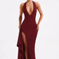 Deep V Neck Thigh High Split Maxi Dress Women Halter Sleeveless Backless Club Party Sexy Long Dress New