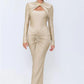 Hollow Out Long Sleeve Sexy Maxi Dress For Women Gown Autumn Winter New Metal Buckle Ruched Slit Long Dress Elegant